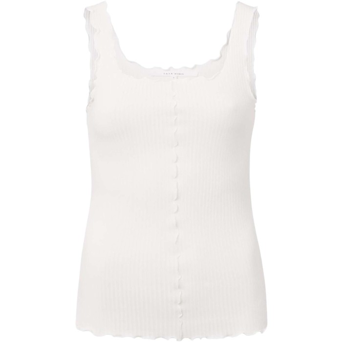 Singlet with frilled seams OFF WHITE