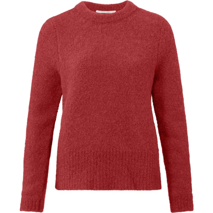 Boucle sweater long sleeve lava falls red