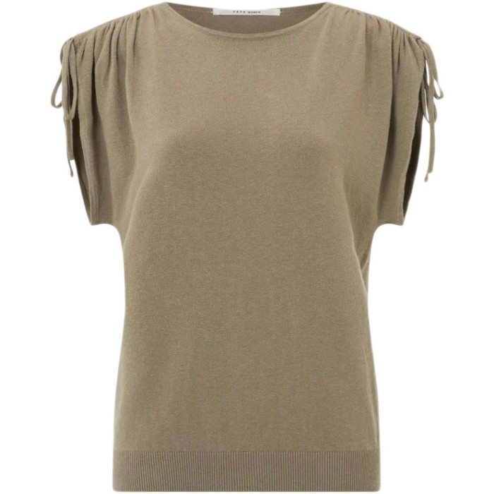 Sweater with shoulder detail weathered teak green