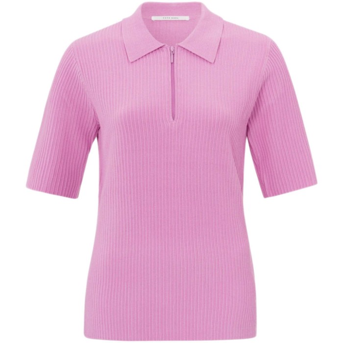 Ribbed polo with zip phalaenopsis pink