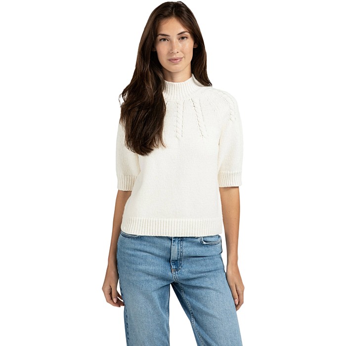 Gebreide trui met kabelpatroon OFF WHITE KNIT