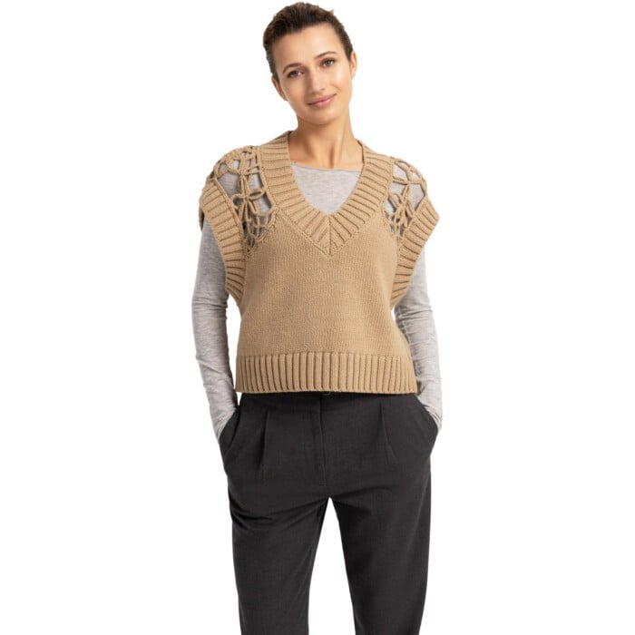 Spencer met schouderdetail CORNSTALK BROWN