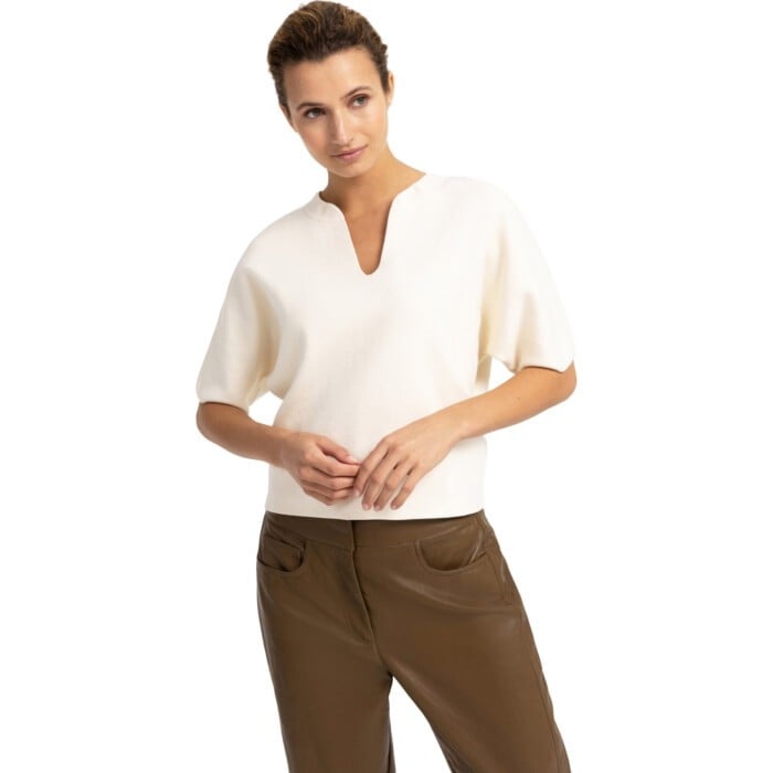 Gebreide top met bomberkraag OFF WHITE