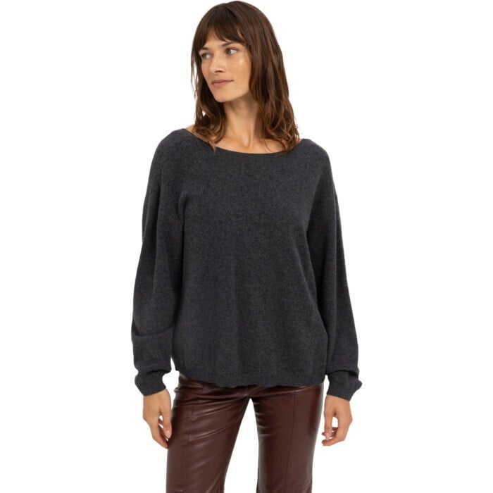 Sweater met V-hals op rug DARK ANTHRACITE MELA