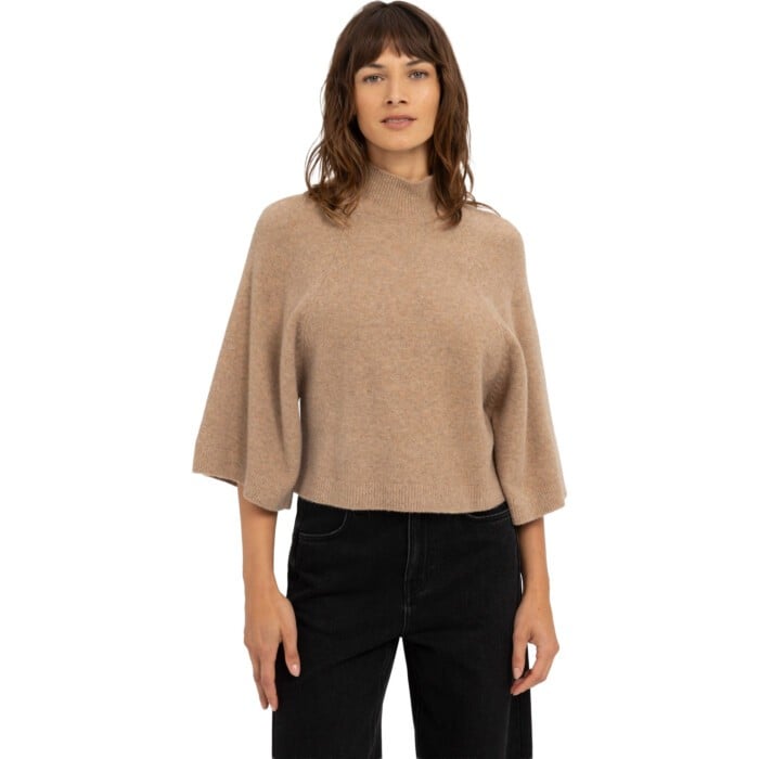 Trui met wijde mouwen DARK BEIGE MELANGE