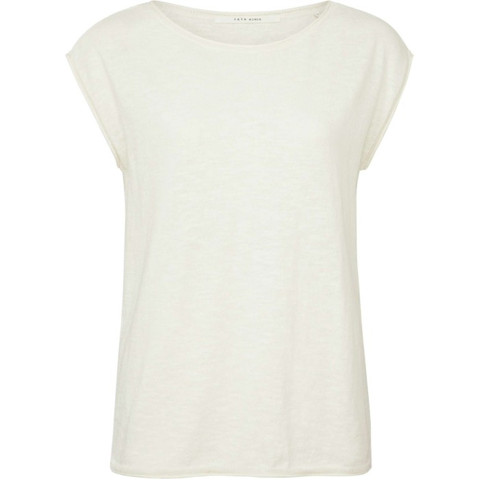 Sleeveless top with boatneck wool white