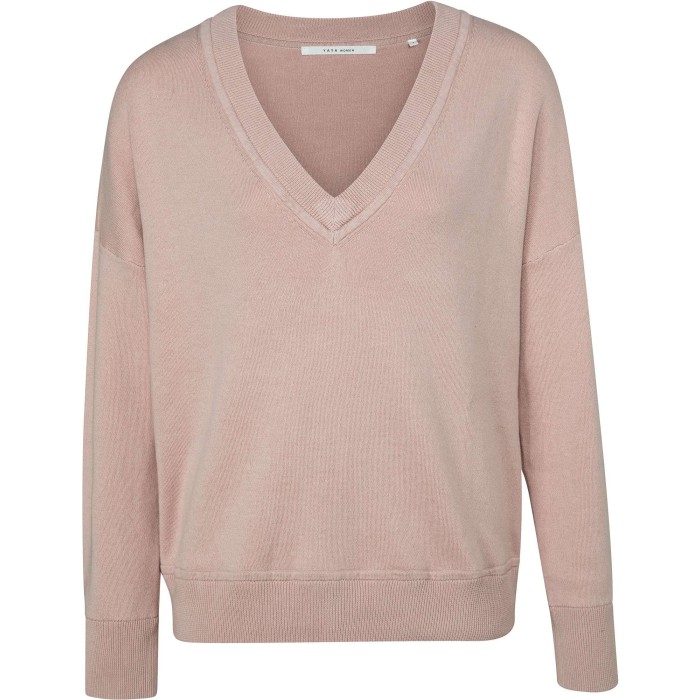 Boxy v-neck sweater ls adobe rose pink