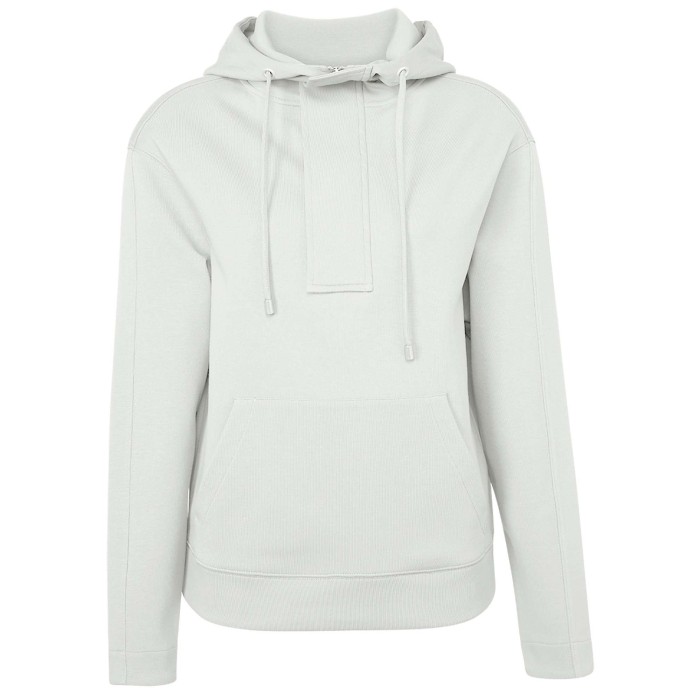 Hoodie with big placket egret off white