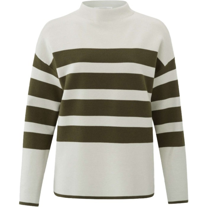 Sweater with stripes dark army green dess