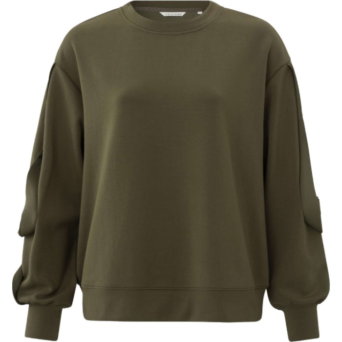 Sweatshirt with ruffle dark army green