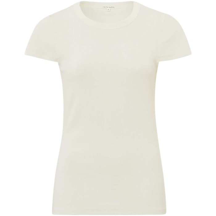 Ribbed t-shirt with cap sleeve ivory white