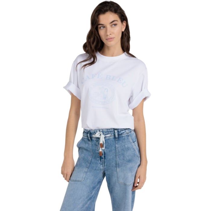 Oversized T-shirt met print LIGHT BLUE DESSIN
