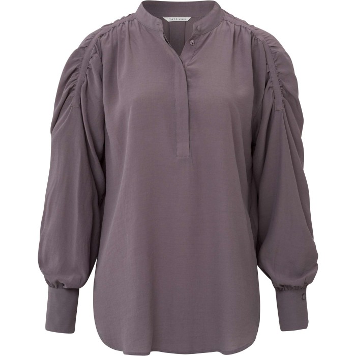 Top with gathered details moonscape purple