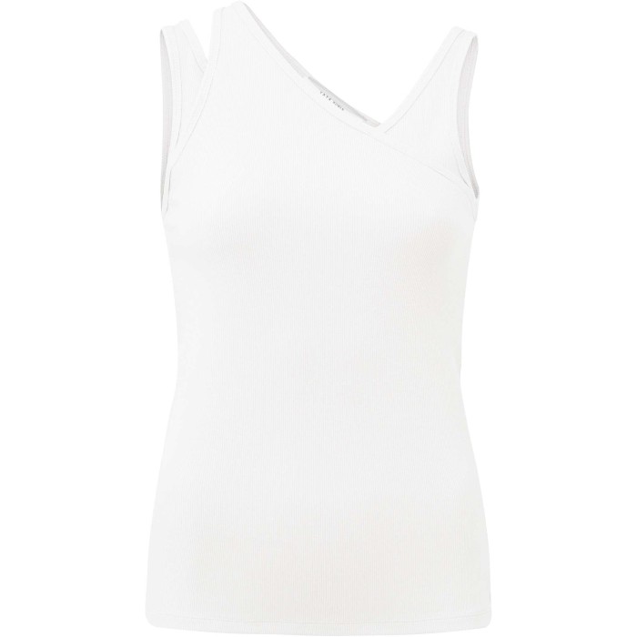 Ribbed top with neck detail bright white