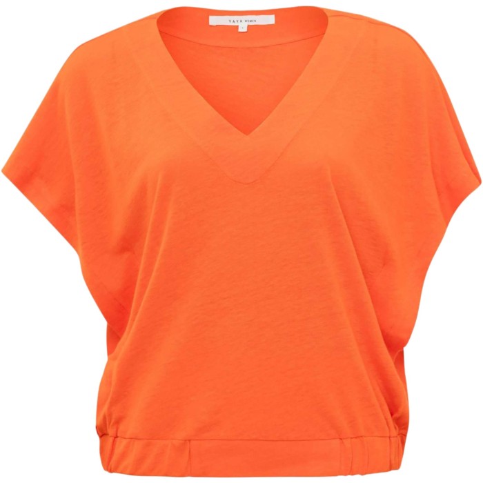 V-neck top with elastic waist EXOTIC ORANGE