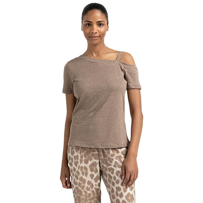 T-shirt met schouderbandje GREYISH BROWN MELANG