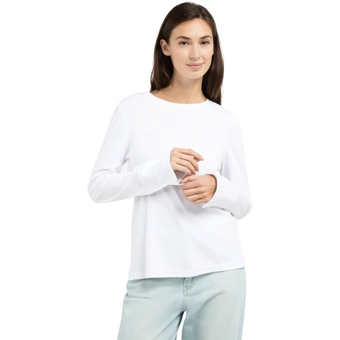 Jersey top met lange mouwen en PURE WHITE