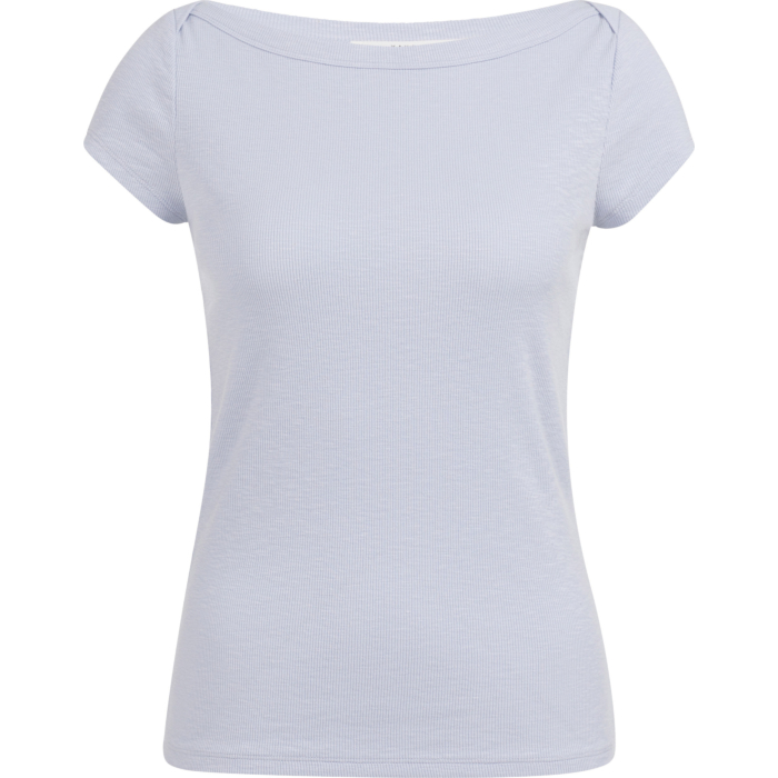 Geribde top met boothals ICE BLUE