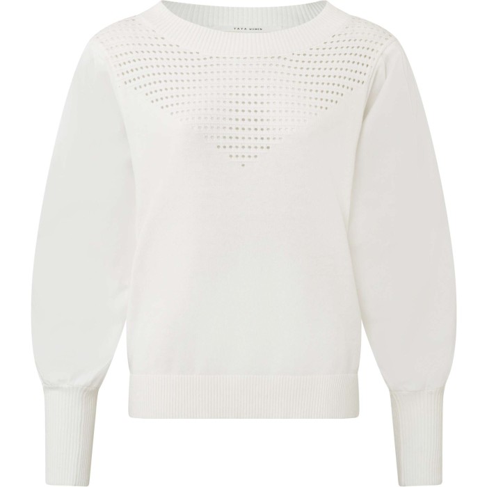 Pointelle sweater wool white