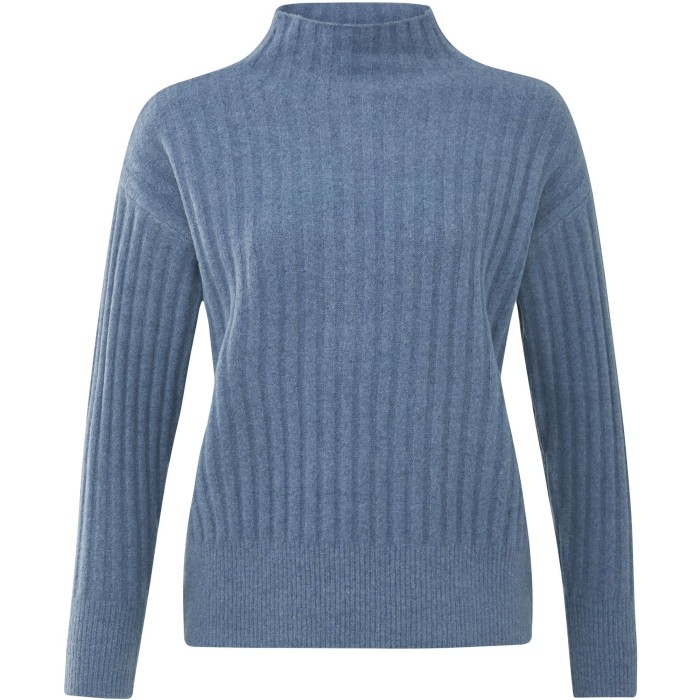 Ribbed turtleneck sweater wild wind blue