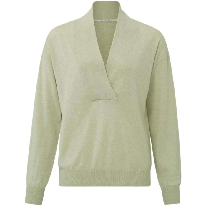 V-neck sweater long sleeves overcast green