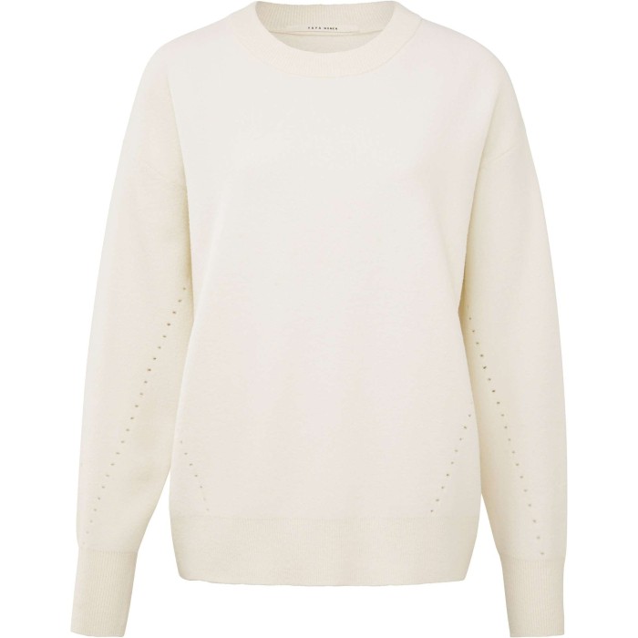 Sweater with pointelle details wool white