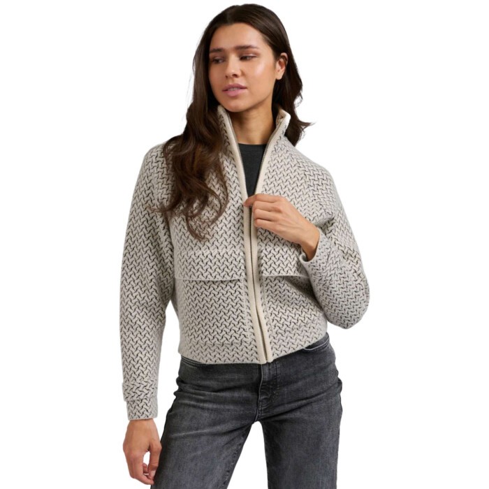 Knitted print jacket with pock CHALK WHITE DESSIN