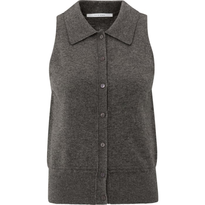 Mouwloos vest met kraag DARK TAUPE GREY