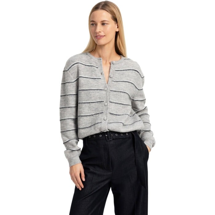 Gestreept gebreid vest MEDIUM GREY MELANGE