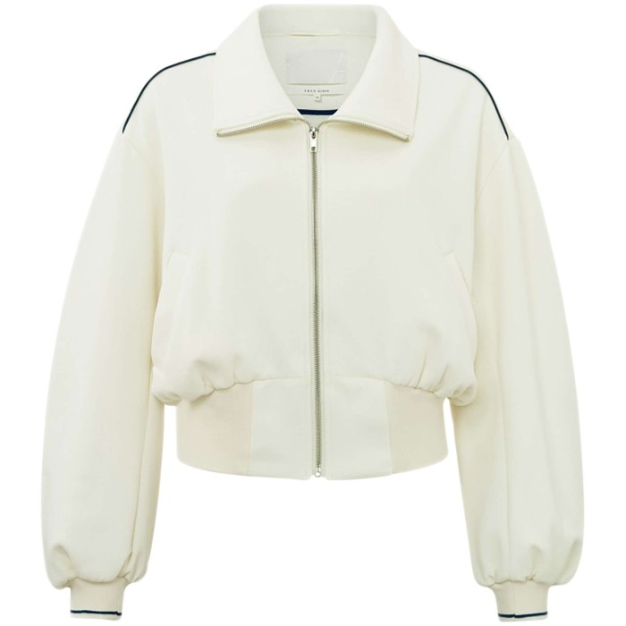 Cropped jersey jacket ivory white