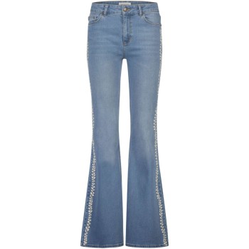 Eva extra flare jeans  blue & embroidery