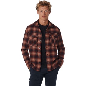 Overshirt button closure check with brandy