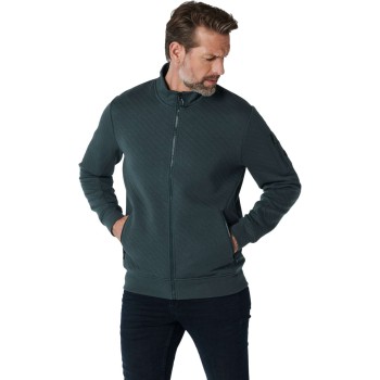 Sweater full zipper jacquard recycl dark steel