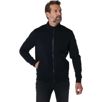 Sweater full zipper jacquard recycl black