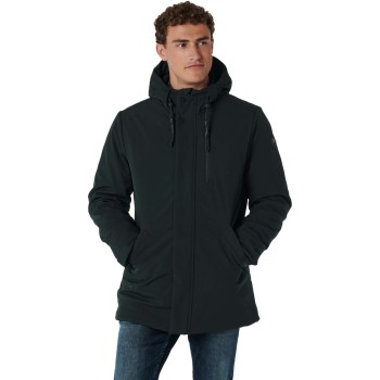Jacket mid long fit hooded softshel greenish black