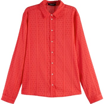 Cotton dobby regular fit shirt electric red