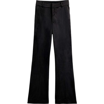 Velvet high-rise flared trousers black