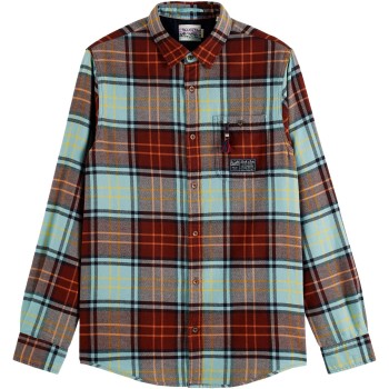 Regular fit mid-weight brushed flannel brown blue 