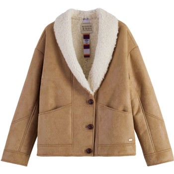 Faux shearling jacket with shawl co portabello