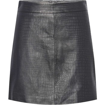 Crocly hw short real leather skirt black
