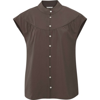 Sleeveless button up blouse chocolate martini br