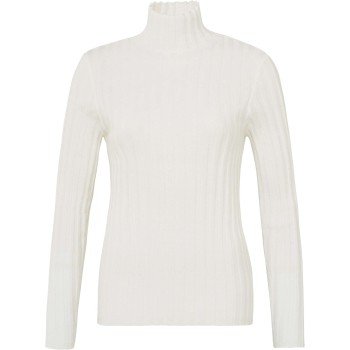 Ribbed sweater with turtleneck wool white melange