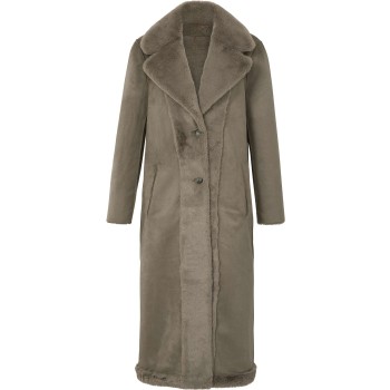Long reversable shearling coat vintage khaki beige