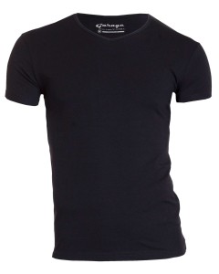 Basis t-shirt v-hals bodyfit zwart