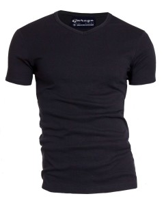 Basis t-shirt v-hals semi bodyfit zwart