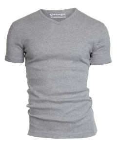 Basis t-shirt v-hals semi bodyfit grijs