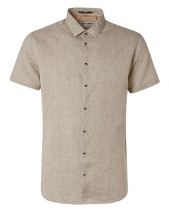 Shirt short sleeve 2 coloured linen khaki