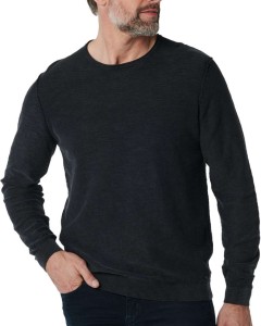Pullover crewneck slub garment dyed black