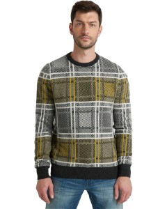R-neck wool mix check willow