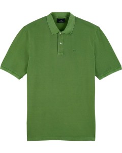 Garment-dyed cotton pique polo power green